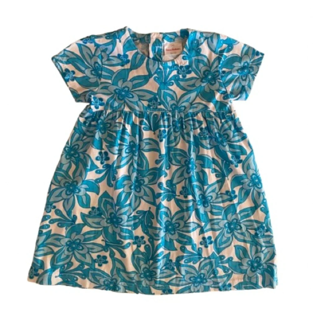 Hanna Andersson Girl's Dress Size 4 (100) Buttons Mod Daisy Retro Floral Cotton